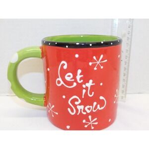 Sleigh Bell Bistro Mug 24oz Snowman "Let It Snow" Christmas Large Mug